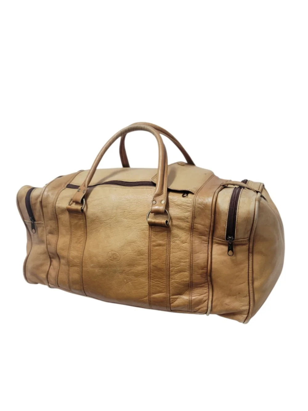 YURY Bags Brown Genuine Leather Double-Handle Adult Unisex Duffle Bag Vintage